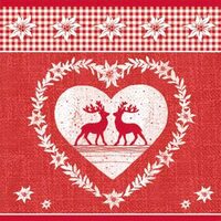 PAK244 - 12507440 Set 20 servetele 25 x 25 cm Deer Love Red - Ambiente