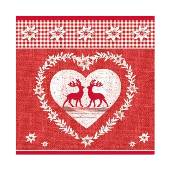 PAK244 - 12507440 Set 20 servetele 25 x 25 cm Deer Love Red - Ambiente