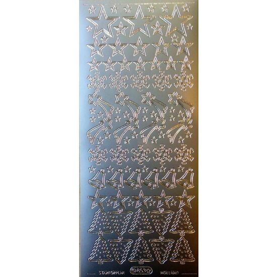 Sticker argintiu - stele, clopotei, brazi - 853 - INTER.D