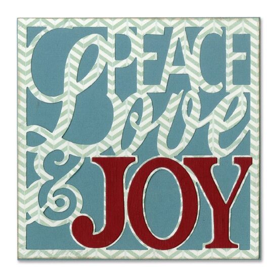 17 - 659588 Set 4 cuttere Thinlits - Card Front, Peace, Love & Joy - Sizzix