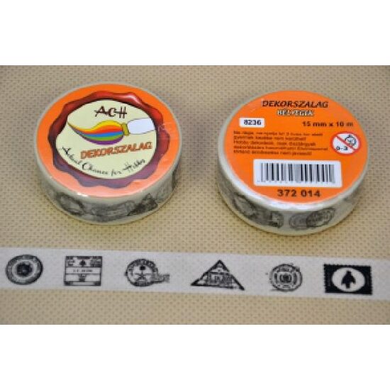372814 - Panglica hartie adeziva cu imprimeuri - tip scotch 15mm x 10m - stampile - ANT-CH