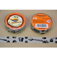 372815 - Panglica hartie adeziva cu imprimeuri - tip scotch 15mm x 10m - alb negru - ANT-CH