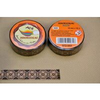 372851 - Panglica hartie adeziva cu imprimeuri - tip scotch 15mm x 10m - auriu negru - ANT-CH
