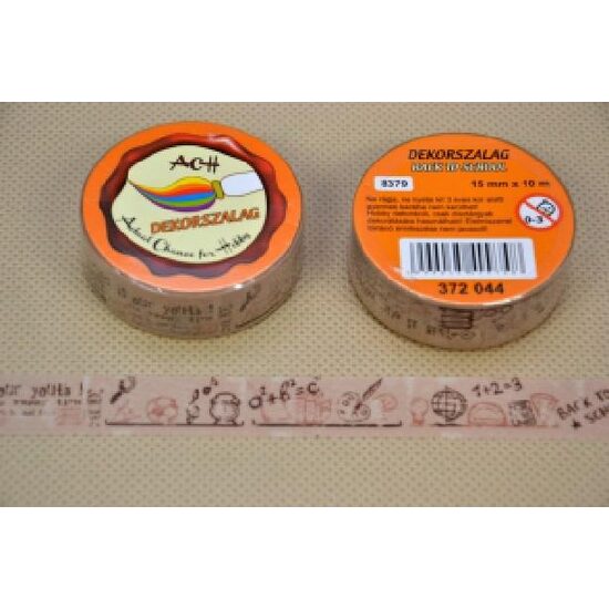 372844 - Panglica hartie adeziva cu imprimeuri - tip scotch 15mm x 10m - back to school - ANT-CH