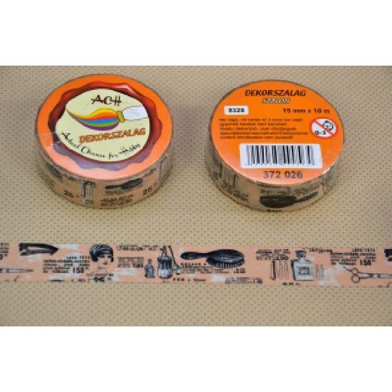 372826 - Panglica hartie adeziva cu imprimeuri - tip scotch 15mm x 10m - salon - ANT-CH