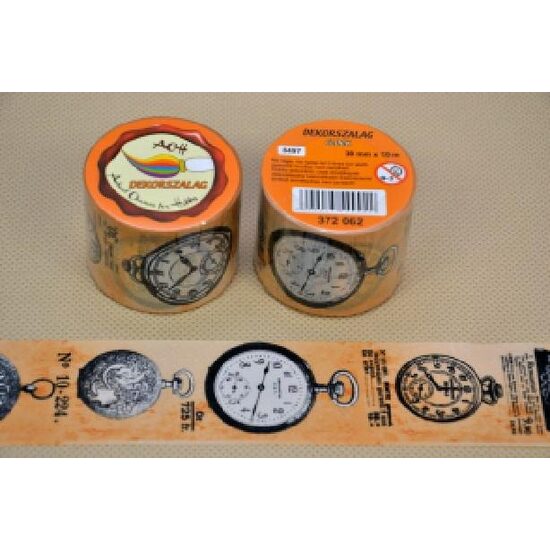 372862 - Panglica hartie adeziva cu imprimeuri - tip scotch 38mm x 10m - clocks - ANT-CH