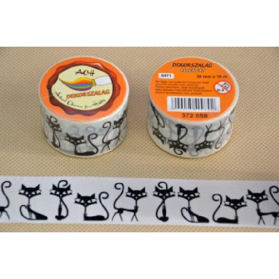 372859 - Panglica hartie adeziva cu imprimeuri - tip scotch 30mm x 10m - Cats - ANT-CH