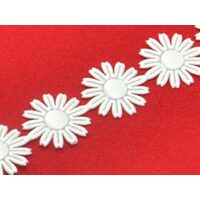 372258 - Panglica alba satin Floricele - 18m x 1.7cm - ANT-CH
