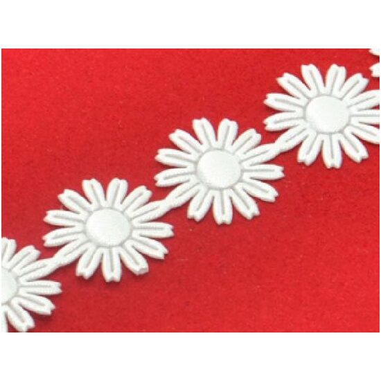 372258 - Panglica alba satin Floricele - 18m x 1.7cm - ANT-CH