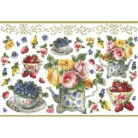 DFS185G - Hartie de orez Stamperia 48x33 cm - teapots and flowers