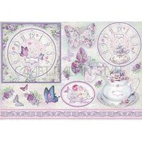 DFS311 - Hartie de orez Stamperia 48x33 cm - clock with butterfly