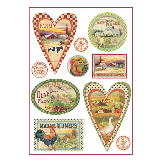 DFSA4088 - Hartie de orez Stamperia A4 - farm country hearts