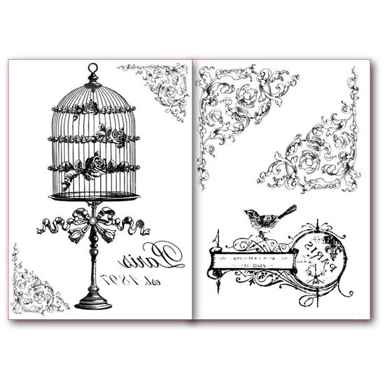 DFTR040 - Hartie transfer A4 - 2 buc/set - Cage and flowers - Stamperia