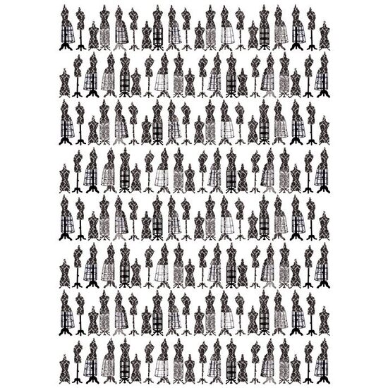 FLSG/ST105 - Fetru printat 50 x 70 cm - Stamperia - manechini alb negru