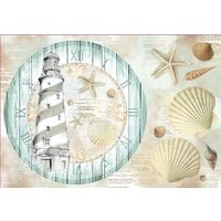 DFS318 - Hartie de orez 48x33cm - Stamperia - Sea time with clock