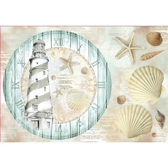 DFS318 - Hartie de orez 48x33cm - Stamperia - Sea time with clock