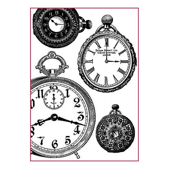 DFSA4127 - Hartie de orez A4 - Stamperia - black and white clocks