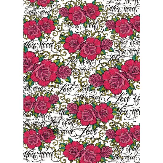 FLSG/ST50 - Fetru printat 50 x 70 cm - Stamperia - Rose tatoo