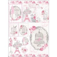 FLSG/ST62 - Fetru printat 50 x 70 cm - Stamperia - La vie en rose