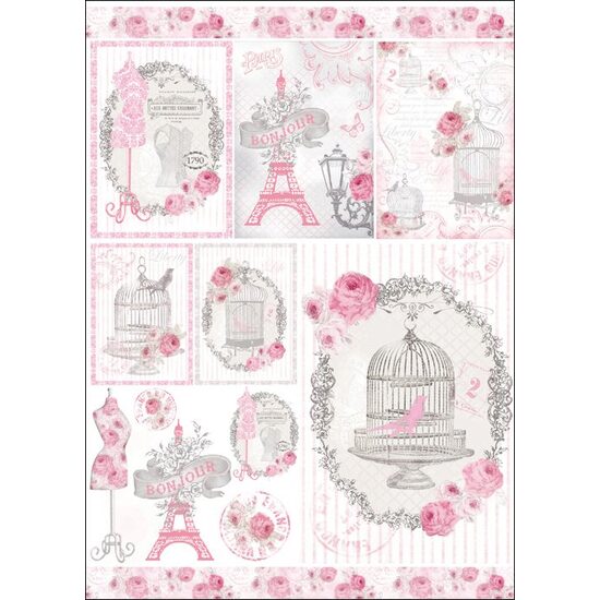FLSG/ST62 - Fetru printat 50 x 70 cm - Stamperia - La vie en rose