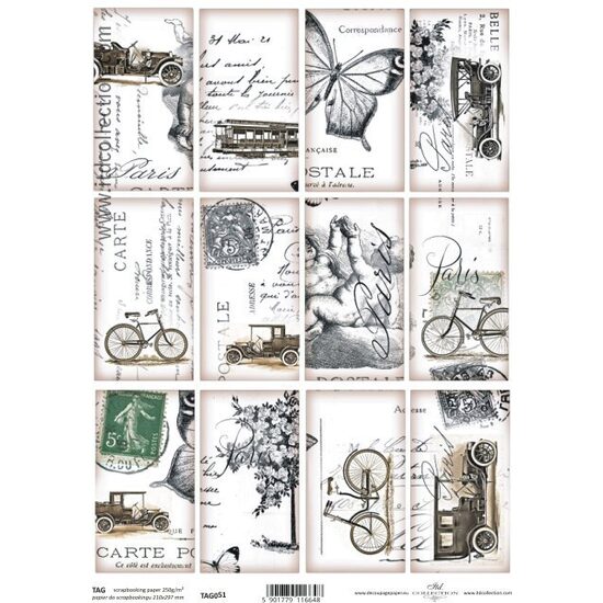 TAG-051 - Hartie scrapbooking - Etichete - A4, 250g - ITD