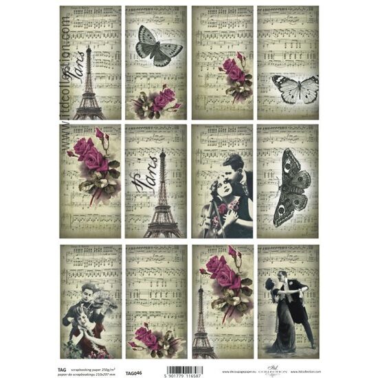 TAG-046 - Hartie scrapbooking - Etichete - A4, 250g - ITD