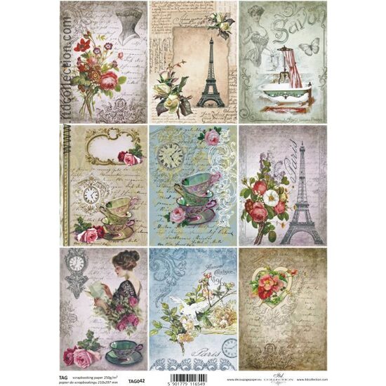TAG-042 - Hartie scrapbooking - Etichete - A4, 250g - ITD