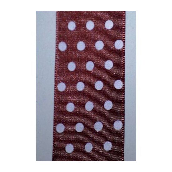 X012040700010-DD - Panglica maro cu buline albe - 40mm x 10m