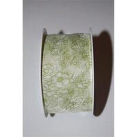 X2440405230010- DD - Panglica verde cu floricele - 40mm x 10m