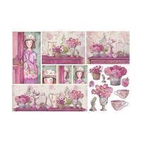 DFS123 - Hartie de orez Stamperia 48x33 cm - pinky house