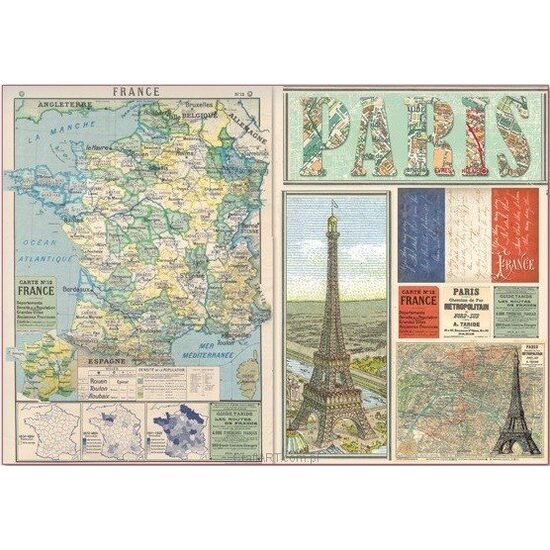 DFS290 - Hartie de orez Stamperia 48x33 cm - France map