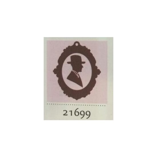 21699 - Set medalion lemn 5.5cm - cap barbat cu palarie - PENT.