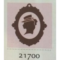 21700 - Set medalion lemn 5.5cm - cap lady cu palarie - PENT.