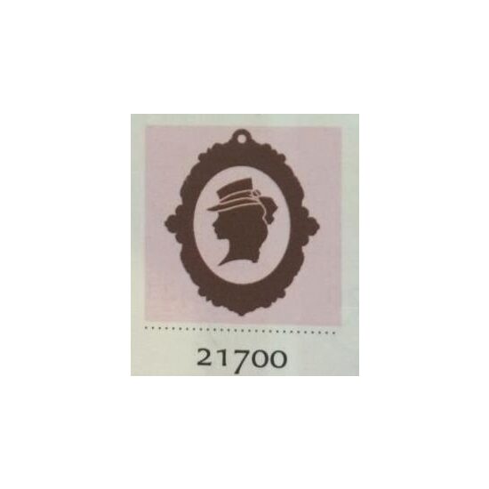 21700 - Set medalion lemn 5.5cm - cap lady cu palarie - PENT.