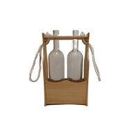 6349 - Suport cutie cu maner din lemn, pt 2 sticle de vin - 20.5x12.5x32.5 - PENT.