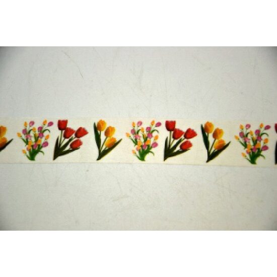 372897 - Deco tape - washi tape - scotch alb hartie imprimat cu lalele - 30mm x 10m ANT-CH