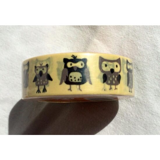 372891 - Deco tape - washi tape - scotch hartie imprimat cu bufnite - 15mm x 10m ANT-CH