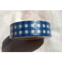 372875 - Deco tape - washi tape - scotch hartie imprimat carouri alb albastre - 15mm x 10m ANT-CH