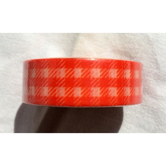 372873 - Deco tape - washi tape - scotch hartie imprimat carouri alb rosii - 15mm x 10m ANT-CH
