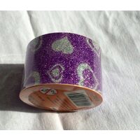 372723 - Deco tape - washi tape - scotch hartie imprimat cu inimioare, glitter mov - 30mm x 10m ANT-CH
