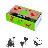204888493 - Set 3 stampile cauciuc 2.6x3.2 cm. si tus rosu verde - Best friends - Heyda