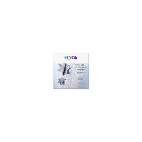 204875673 - Set 40 stelute hartie, argintii - Heyda, 4 modele