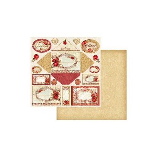 SBB417 - Hartie scrapbooking 31.5x31.5 - Bonheur and card - Stamperia