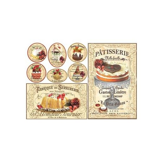 DFS339 - Hartie de orez Stamperia 48x33 cm - Patisserie