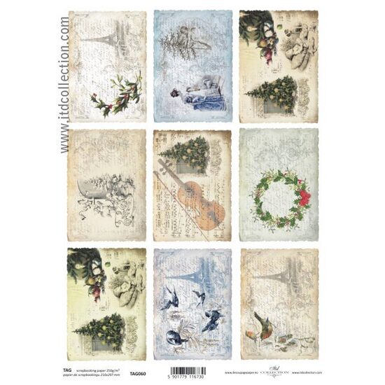 TAG-060 - Hartie scrapbooking -Etichete - A4, 250g - ITD