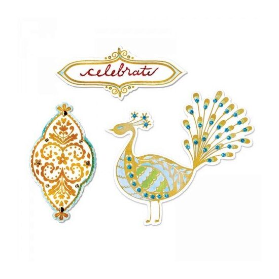 15 - 658398 Set 3 cuttere Framelits + 3 stampile - Peacock - Sizzix