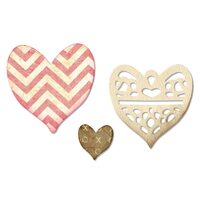 7 - 658915 Cutter Thinlits 4/set TAIE SI EMBOSEAZA - Medallion, Layering Heart - Sizzix