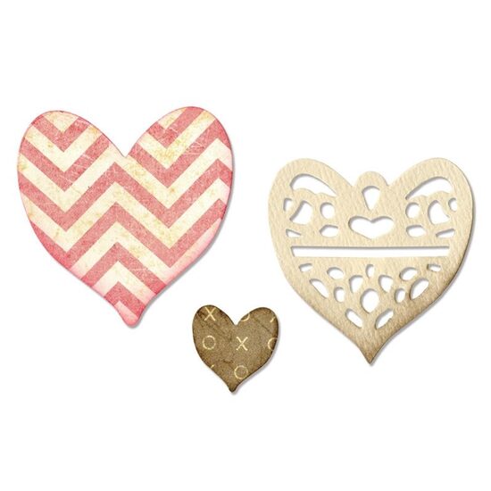 7 - 658915 Cutter Thinlits 4/set TAIE SI EMBOSEAZA - Medallion, Layering Heart - Sizzix