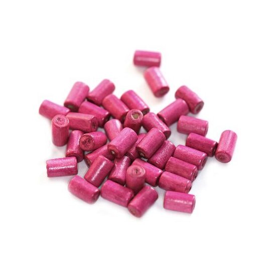 6483 - Margele lemn tubulare, 10gr, 10x6mm - roz POL.