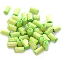 6485 - Margele lemn tubulare, 10gr, 10x6mm - verde deschis POL.